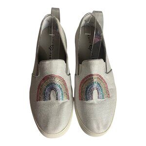 Katy Perry Shoes Size 10 The Kerry Canvas Rainbow Slip On Sneakers Rhinestones